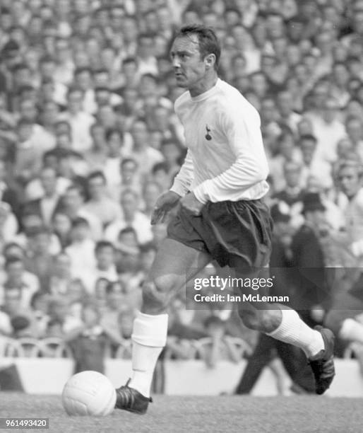 Jimmy Greaves of Tottenham and England playing for Tottenham Hotspur against Liverpool FC, in the Football League division 1, at White Hart Lane...