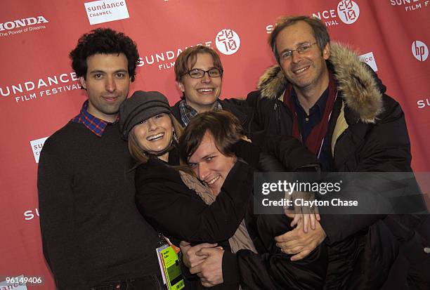 Alex Karpovsky, Heather Kafka, Zach Green, Chris Doubek and director Bryan Poyser attend the "Lovers of Hate" premiere during the 2010 Sundance Film...