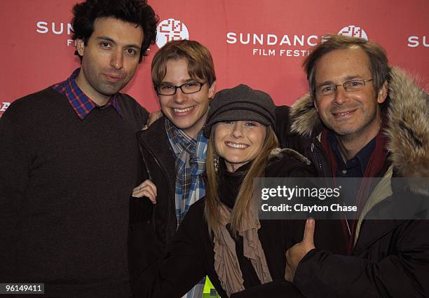 Alex Karpovsky, Heather Kafka, Chris Doubek and director Bryan Poyser attend the "Lovers of Hate" premiere during the 2010 Sundance Film Festival at...