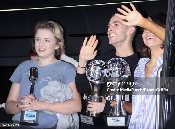 Maddie Poppe, Adam Rippon, and Jenna Johnson, winners of Dancing with the Stars are seen on May 22, 2018 in New York City.