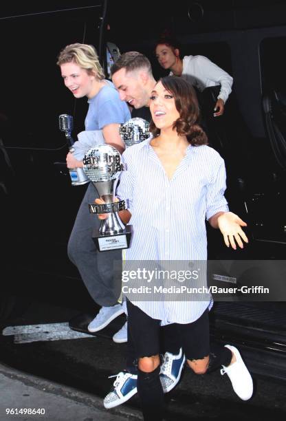 Maddie Poppe, Adam Rippon, and Jenna Johnson, winners of Dancing with the Stars are seen on May 22, 2018 in New York City.