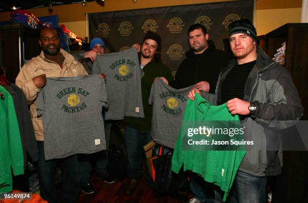 Green Bay Packer's Rob Davis, Aaron Rodgers, Mark Taucher, Chad Clifton, John Kuhn attend the Reebok Retro Sport at the Kari Feinstein Sundance Style...