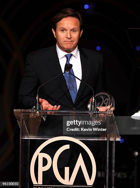 Producer Mark Burnett speaks onstage 2010 Producers Guild Awards held at Hollywood Palladium on January 24, 2010 in Hollywood, California.