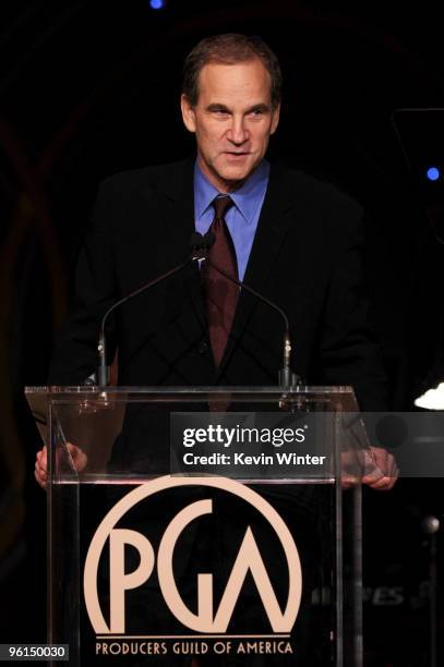 Awards president Marshall Herskovitz speaks onstage 2010 Producers Guild Awards held at Hollywood Palladium on January 24, 2010 in Hollywood,...