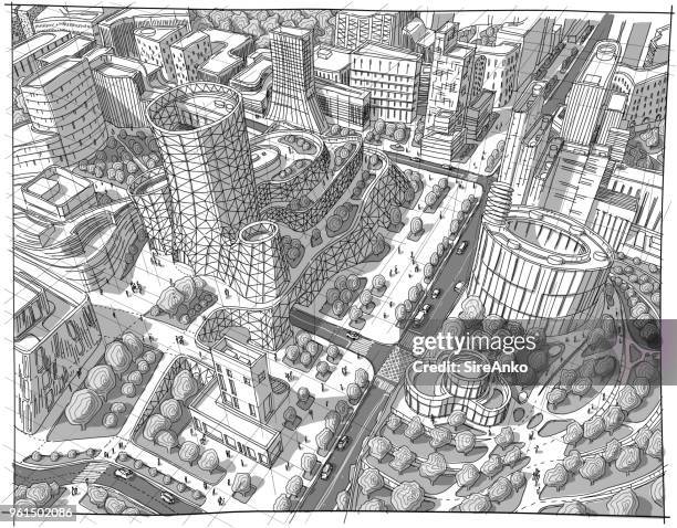 hand drawn black and white architecture - stone house stock illustrations