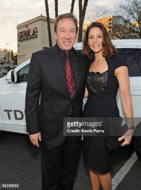 Actor Tim Allen and actress Jane Hajduk arrivein an Audi TDI to the 21st Annual PGA Awards at the Hollywood Palladium on January 24, 2010 in...