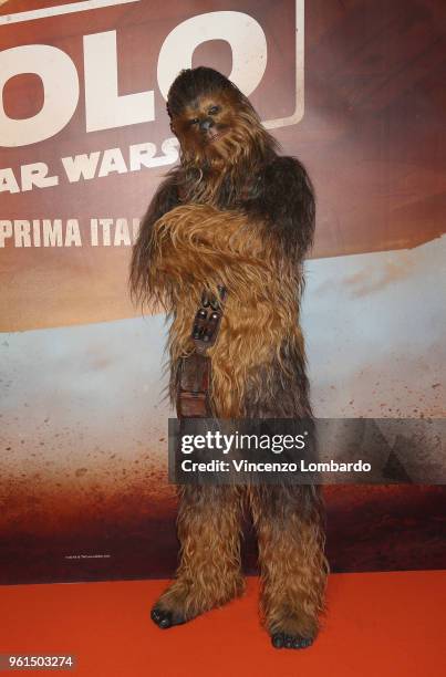 Chewbacca attends a photocall for "Solo: A Star Wars Story" on May 22, 2018 in Milan, Italy.