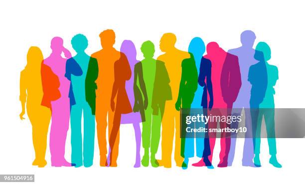 ilustraciones, imágenes clip art, dibujos animados e iconos de stock de gente profesional o empresarial - standing out from the crowd