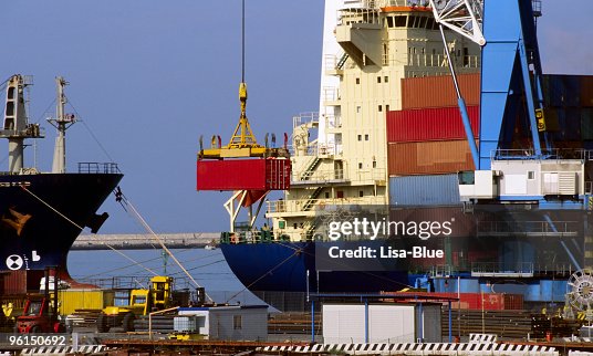 Cargo Ship Loading Container. Cargo Ship Loading Container.