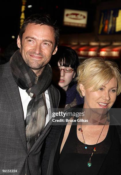 Hugh Jackman and Deborra-Lee Furness attend the opening of "A View From The Bridge" on Broadway at the Cort Theatre on January 24, 2010 in New York...