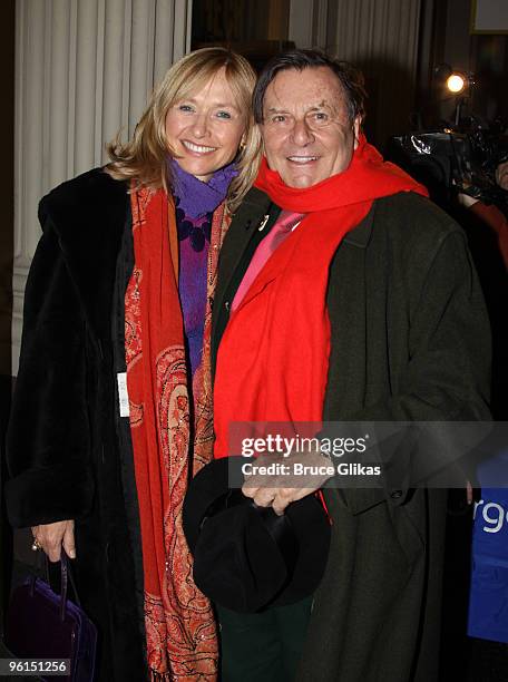 Lizzie Spender and husband Barry Humphries attend the opening of "A View From The Bridge" on Broadway at the Cort Theatre on January 24, 2010 in New...