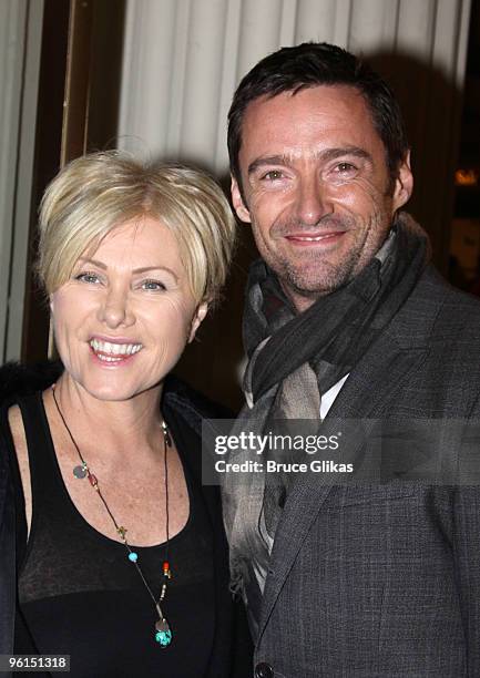 Deborra-Lee Furness and husband Hugh Jackman attend the opening of "A View From The Bridge" on Broadway at the Cort Theatre on January 24, 2010 in...
