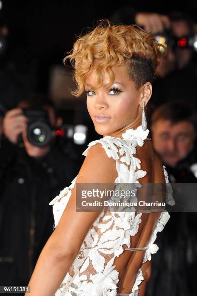 Rihanna attends the NRJ Music Awards 2010 at Palais des Festivals on January 23, 2010 in Cannes, France.