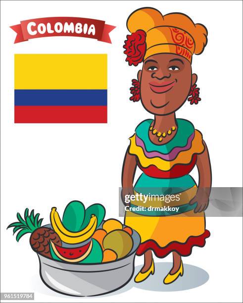 stockillustraties, clipart, cartoons en iconen met colombiaanse vrouw - medellin