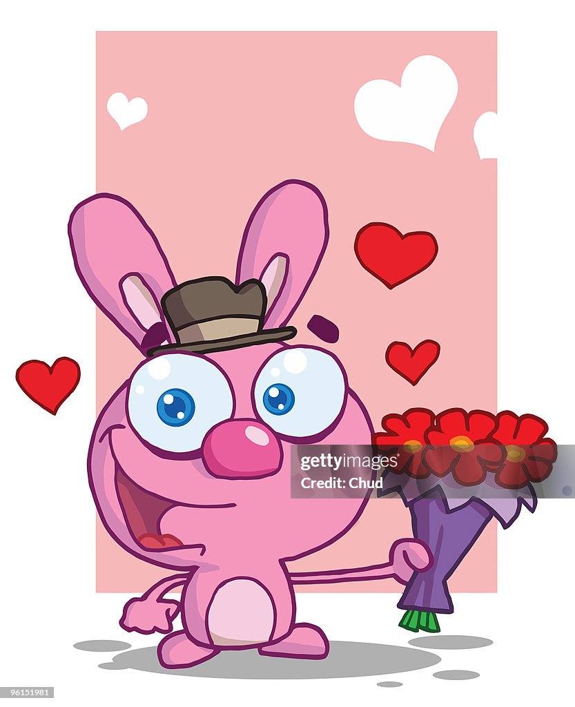 Romantic Rabbit Holds Flowers High-Res Vector Graphic - Getty Images