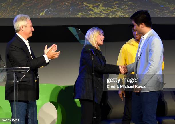 David Margulies, EMA President & CEO Debbie Levin, EMA Executive Board Officer Jaden Smith and You Wu onstage during the EMA IMPACT Summit at Montage...