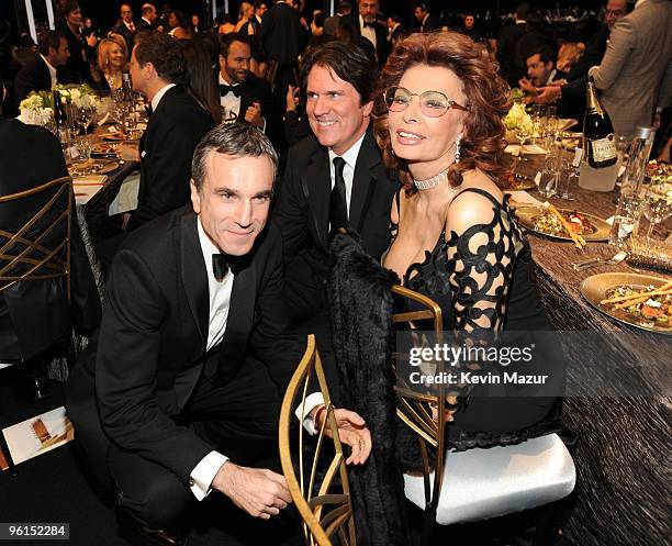 Daniel Day-Lewis, Rob Marshall and Sophia Loren attends the TNT/TBS broadcast of the 16th Annual Screen Actors Guild Awards at the Shrine Auditorium...
