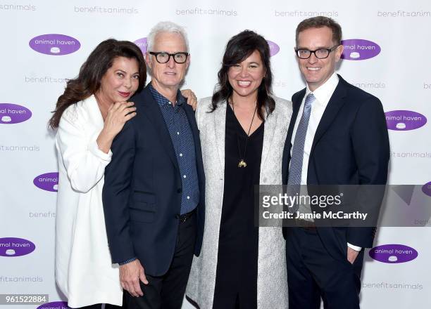 Wendy Kelman Neu, John Slattery, Jackie Kelman Bisbee and Sam Bisbee attend the Animal Haven Gala 2018 at Tribeca 360 on May 22, 2018 in New York...