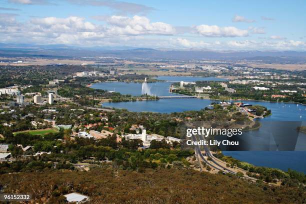 canberra panorama - lake burley griffin stock pictures, royalty-free photos & images