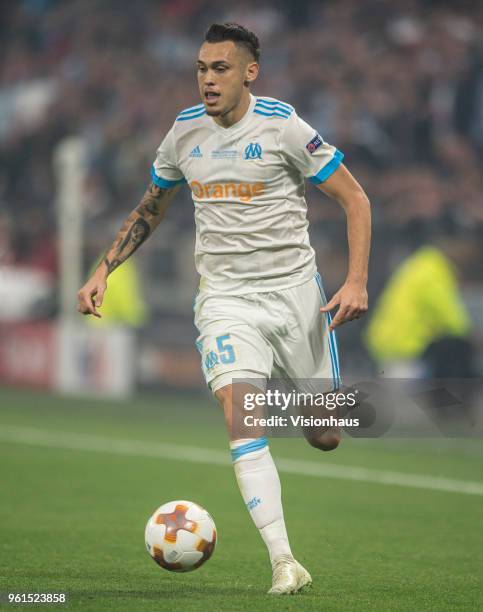 Lucas Ocampos of Marseille during the UEFA Europa League Final between Olympique de Marseille and Club Atletico de Madrid at Stade de Lyon on May 16,...