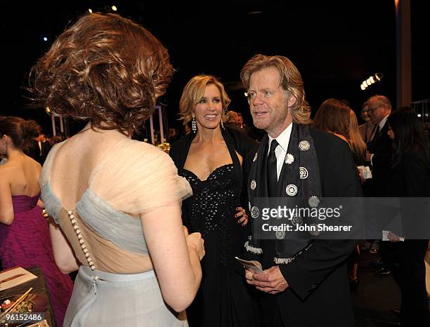 Actors William Macy, Felicity Huffman and Vera Farmiga attend the TNT/TBS broadcast of the 16th Annual Screen Actors Guild Awards at the Shrine...