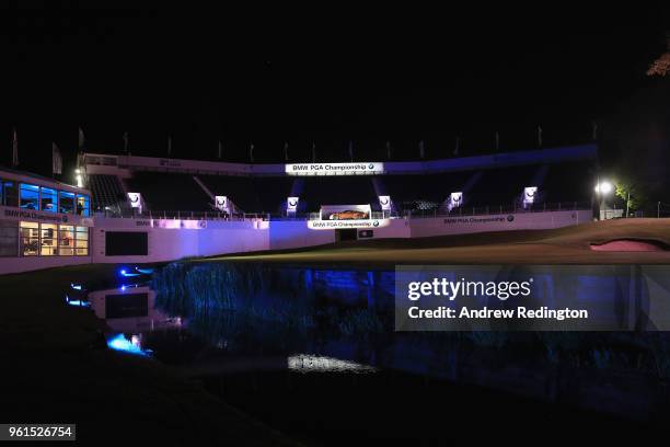 General view of the 18th green, granstand and pavilion during An Evening With Mike Rutherford, The Mechanics and Friends at the BMW PGA Championship...