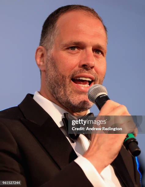 Martin Bayfield, former England rugby player and MC for the night, is pictured during An Evening With Mike Rutherford, The Mechanics and Friends at...