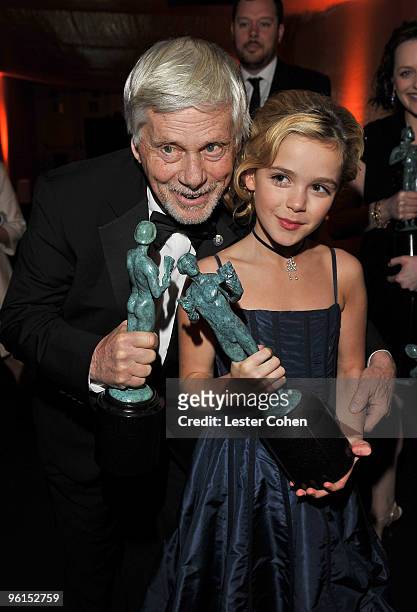 Actors Robert Morse and Kiernan Shipka attend the TNT/TBS broadcast of the 16th Annual Screen Actors Guild Awards at the Shrine Auditorium on January...