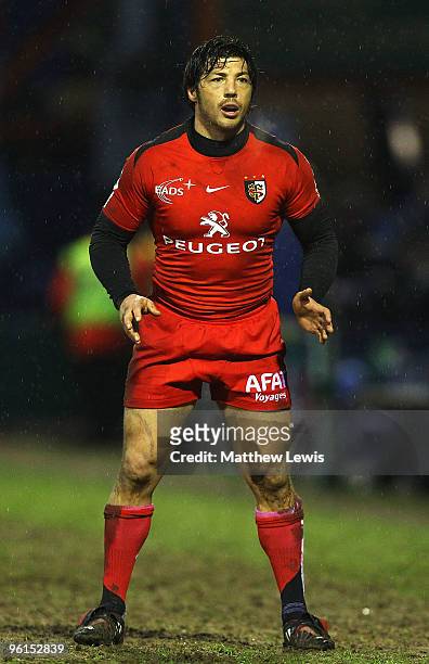 Byron Kelleher of Toulouse in action during the Heineken Cup match between Sale Sharks and Toulouse at Edgeley Park on January 24, 2010 in Stockport,...