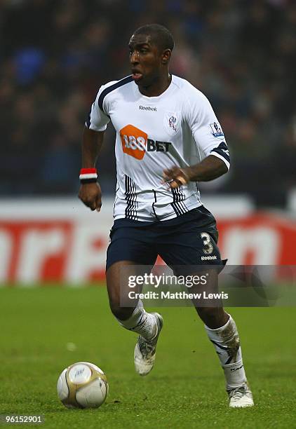 Jloyd Samuel of Bolton Wanderers in action during the FA Cup Sponsored by E.on 4th Round match between Bolton Wanderers and Sheffield United at the...