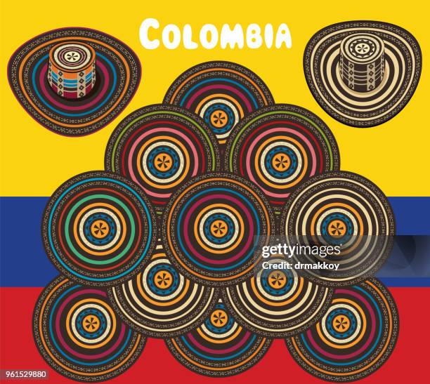 stockillustraties, clipart, cartoons en iconen met colombia sombrero vueltiao - putumayo colombia