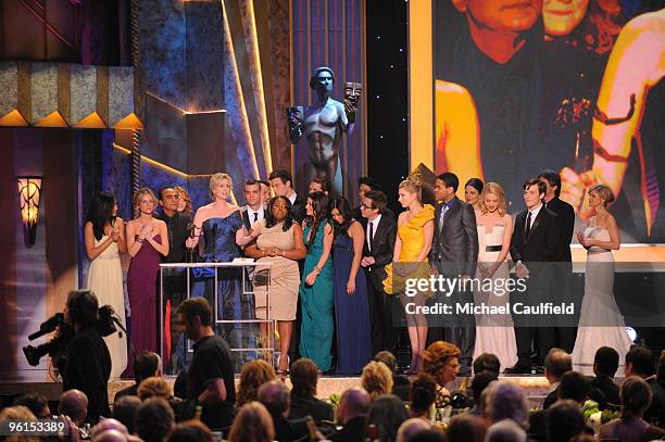 Actors Naya Rivera, Jessalyn Gilsig, Iqbal Theba, Jayma Mays, Jane Lynch, Patrick Gallager, Mark Salling, Amber Riley, Lea Michele, Matthew Morrison,...