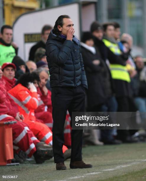 Cesare Prandelli coach of Fiorentina is shown during the Serie A match between Palermo and Fiorentina at Stadio Renzo Barbera on January 24, 2010 in...