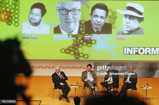 John Brockman of Edge.org, Frank Schirmacher of F.A.Z., David Gelernter of Yale University and Adrian Kreye of Süddeutsche Zeitung attend the Digital...