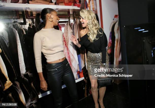 Jasmine Tookes and Christie Brinkley attend Rogers & Cowan celebration of Click My Closet launch with Ashley Greene at Arlo Soho on May 22, 2018 in...
