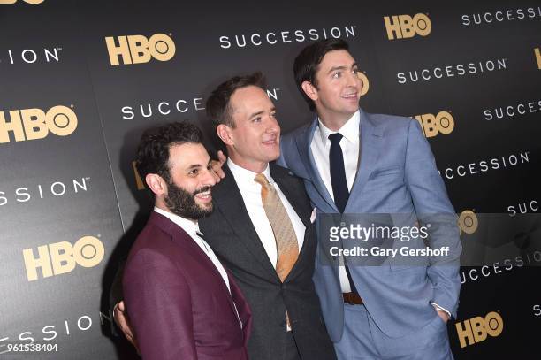 Actors Arian Moayed, Matthew Macfadyen and Nicholas Braun attend the 'Succession' New York premiere at Time Warner Center on May 22, 2018 in New York...