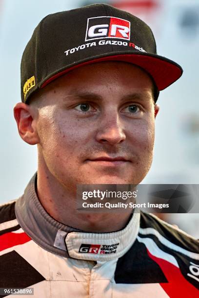 Esapekka Lappi of Finland looks on at the end of day two of World Rally Championship Portugal on May 18, 2018 in Matosinhos, Portugal.