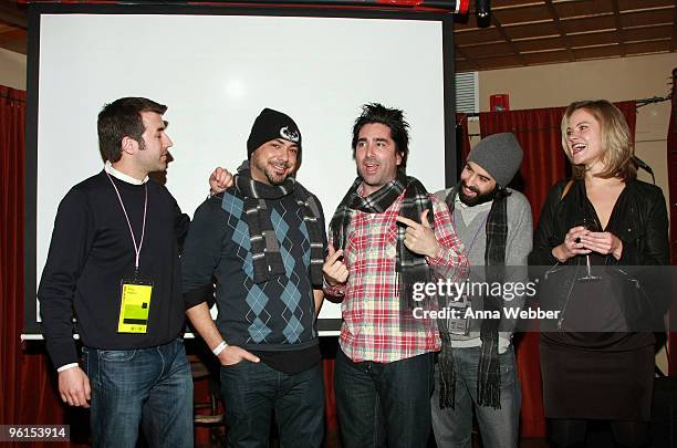 Greg Pedicin and directors Butcher Brothers, Mitchell Altieri and Phil Flores, and Jeremy Platt attend "The Violent Kind" party hosted by Gersh...