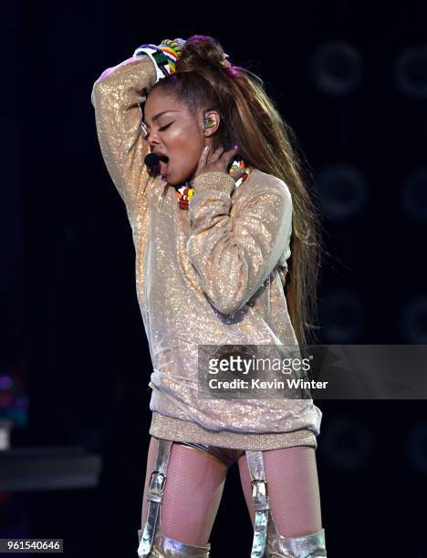 Singer Janet Jackson performs at the 2018 Billboard Music Awards at the MGM Grand Garden Arena on May 20, 2018 in Las Vegas, Nevada.