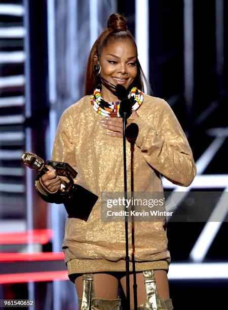 Singer Janet Jackson accepts the Icon Award at the 2018 Billboard Music Awards at the MGM Grand Garden Arena on May 20, 2018 in Las Vegas, Nevada.