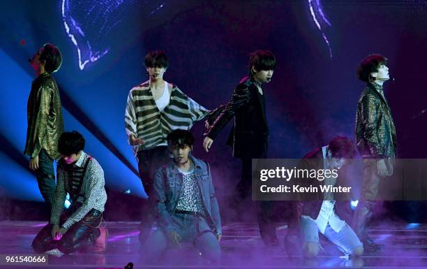 Music group BTS performs at the 2018 Billboard Music Awards at the MGM Grand Garden Arena on May 20, 2018 in Las Vegas, Nevada.