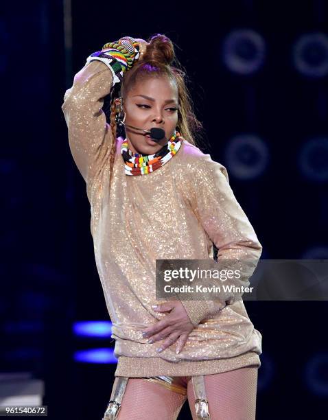 Singer Janet Jackson performs at the 2018 Billboard Music Awards at the MGM Grand Garden Arena on May 20, 2018 in Las Vegas, Nevada.