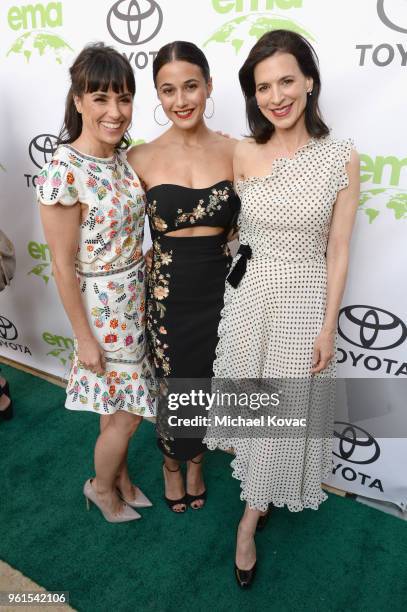 Constance Zimmer, Emmanuelle Chriqui and Perrey Reeves attend the 28th Annual Environmental Media Awards at Montage Beverly Hills on May 22, 2018 in...