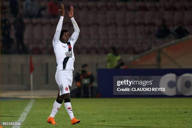 Brazil's Vasco da Gama player Yago Pikachu celebrates after scoring a goal against Chile's Universidad de Chile during their Copa Libertadores 2018...