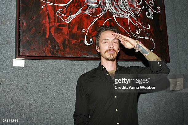 Musician Brandon Boyd attends the Music Cafe Reception during the 2010 Sundance Film Festival at Stanfield Gallery on January 24, 2010 in Park City,...