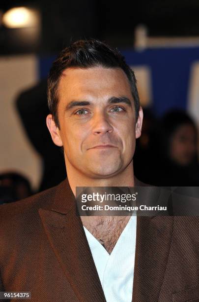 Robbie Williams attends the NRJ Music Awards 2010 at Palais des Festivals on January 23, 2010 in Cannes, France.