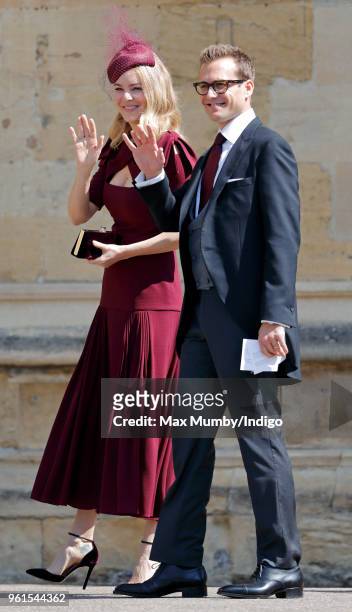 Jacinda Barrett and Gabriel Macht attend the wedding of Prince Harry to Ms Meghan Markle at St George's Chapel, Windsor Castle on May 19, 2018 in...