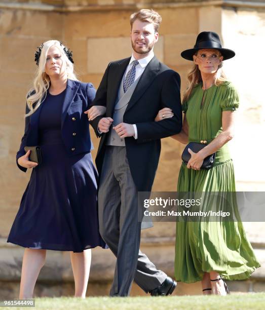 Lady Eliza Spencer, Louis Spencer, Viscount Althorp and Victoria Aitken attend the wedding of Prince Harry to Ms Meghan Markle at St George's Chapel,...