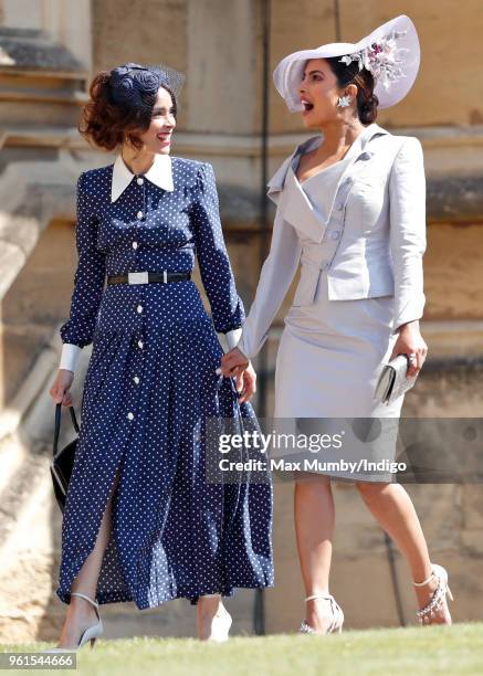 Abigail Spencer and Priyanka Chopra attend the wedding of Prince Harry to Ms Meghan Markle at St George's Chapel, Windsor Castle on May 19, 2018 in...