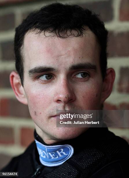 Grand National winning jockey Liam Treadwell poses at Folkestone Racecourse on January 19, 2010 in Folkestone, England.